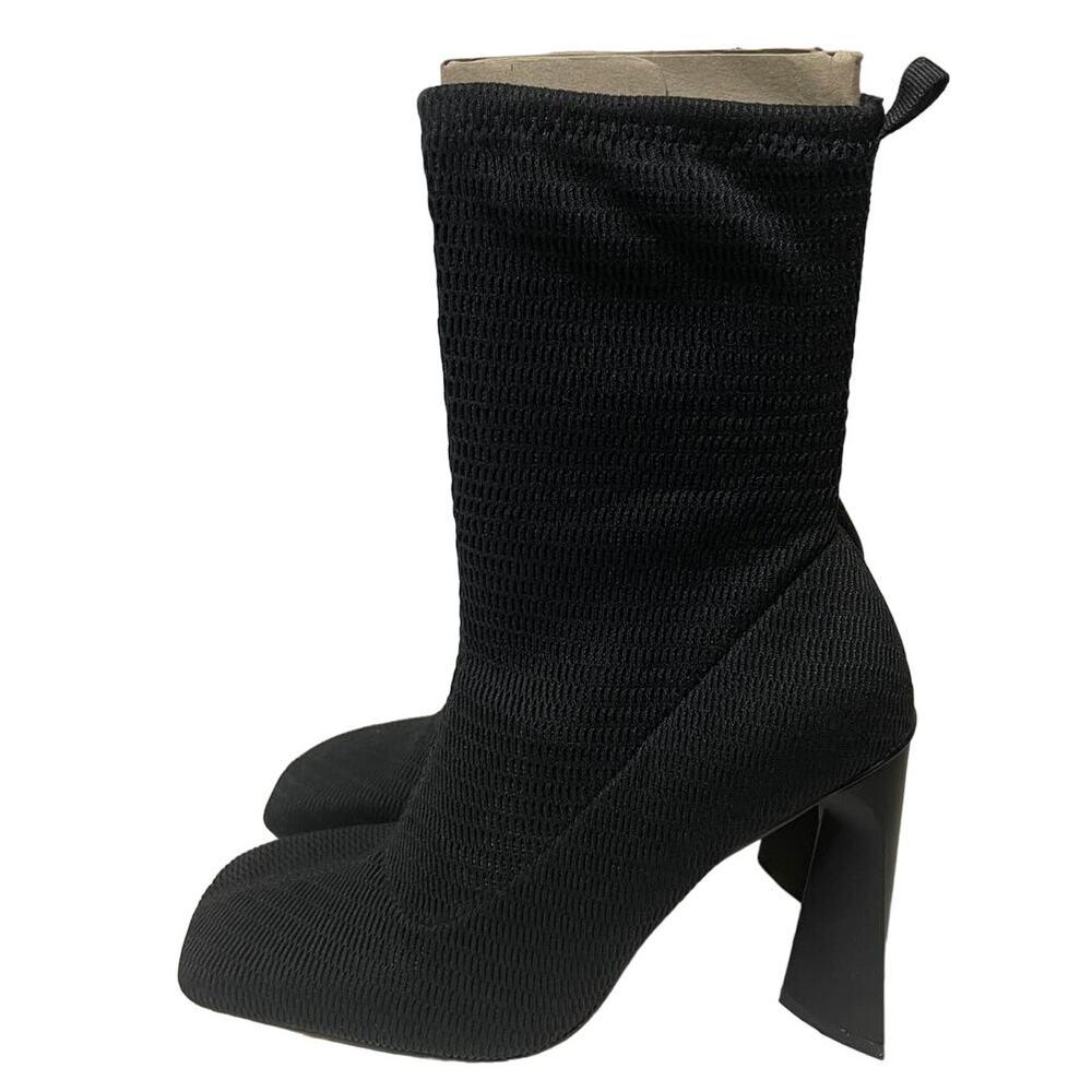 ASOS Eddie High-Heeled Square Toe Knit Boots - Women's Size 7 (UK 5) - Black